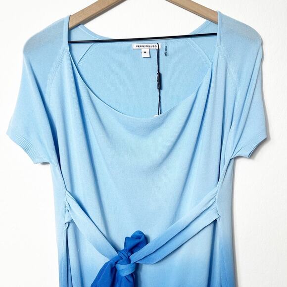 PEPPE PELUSO BLUE OMBRE WOMEN SHORT DRESS SIZE MEDIUM BRAND NEW - Picture 2 of 5